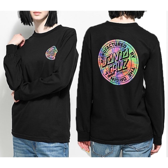 Tilly's Tops - Santa Cruz black tie dye long sleeve t-shirt